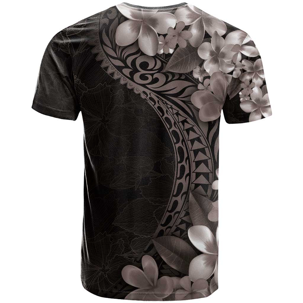 Hawaiian Plumeria-Polynesian Art Tattoo Grayscale Color T Shirt