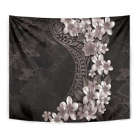 Hawaiian Plumeria-Polynesian Art Tattoo Grayscale Color Tapestry
