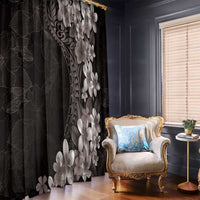Hawaiian Plumeria-Polynesian Art Tattoo Grayscale Color Window Curtain