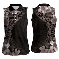 Hawaiian Plumeria-Polynesian Art Tattoo Grayscale Color Women Sleeveless Polo Shirt