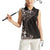 Hawaiian Plumeria-Polynesian Art Tattoo Grayscale Color Women Sleeveless Polo Shirt