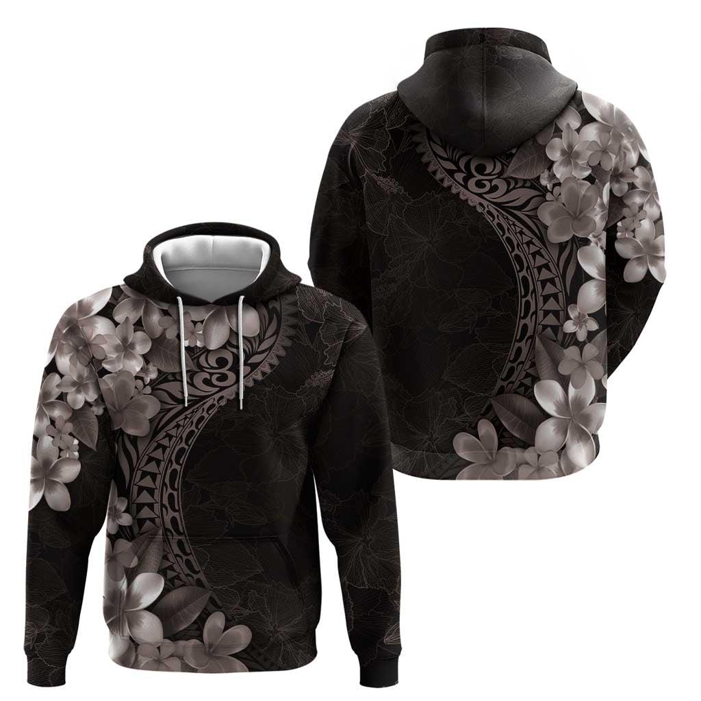 Hawaiian Plumeria-Polynesian Art Tattoo Grayscale Color Zip Hoodie