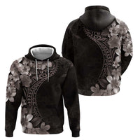 Hawaiian Plumeria-Polynesian Art Tattoo Grayscale Color Zip Hoodie