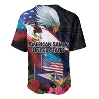 American Samoa and United States Together Baseball Jersey National Flag with Eagle-Hibiscus and Rose