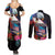 American Samoa and United States Together Couples Matching Summer Maxi Dress and Long Sleeve Button Shirt National Flag with Eagle-Hibiscus and Rose