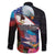 American Samoa and United States Together Family Matching Off The Shoulder Long Sleeve Dress and Hawaiian Shirt National Flag with Eagle-Hibiscus and Rose