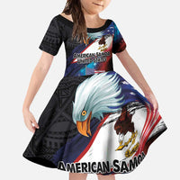 American Samoa and United States Together Family Matching Summer Maxi Dress and Hawaiian Shirt National Flag with Eagle-Hibiscus and Rose
