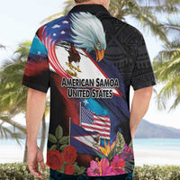 American Samoa and United States Together Hawaiian Shirt National Flag with Eagle-Hibiscus and Rose
