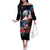 American Samoa and United States Together Off The Shoulder Long Sleeve Dress National Flag with Eagle-Hibiscus and Rose