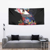 American Samoa and United States Together Tapestry National Flag with Eagle-Hibiscus and Rose
