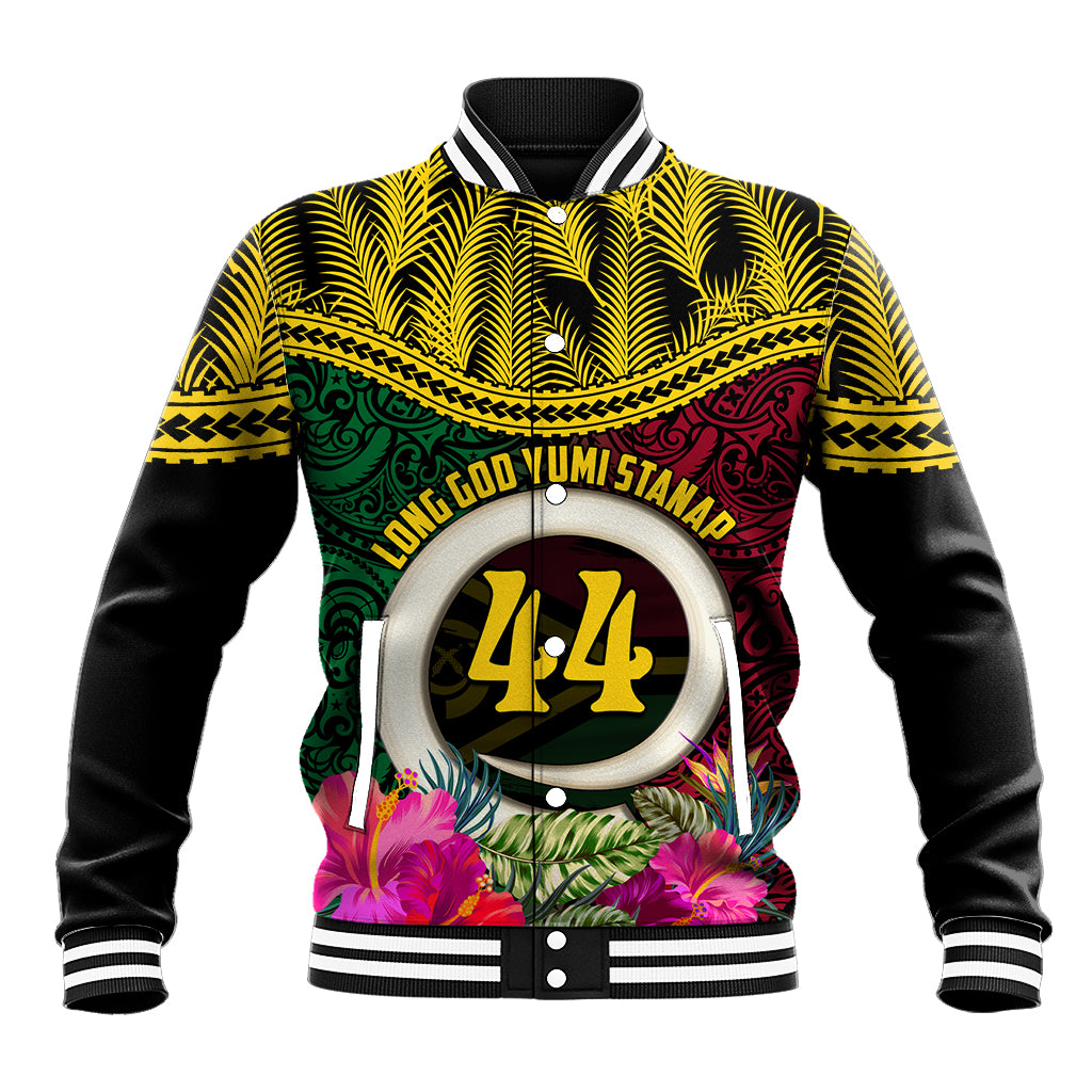 Vanuatu 44th Anniversary Independence Day Baseball Jacket Boars Tusk and Namele Plant LT03