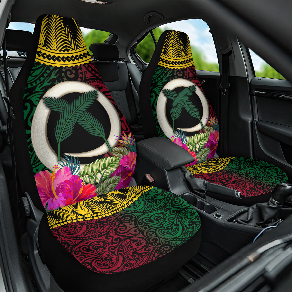 Vanuatu 44th Anniversary Independence Day Car Seat Cover Boars Tusk and Namele Plant LT03