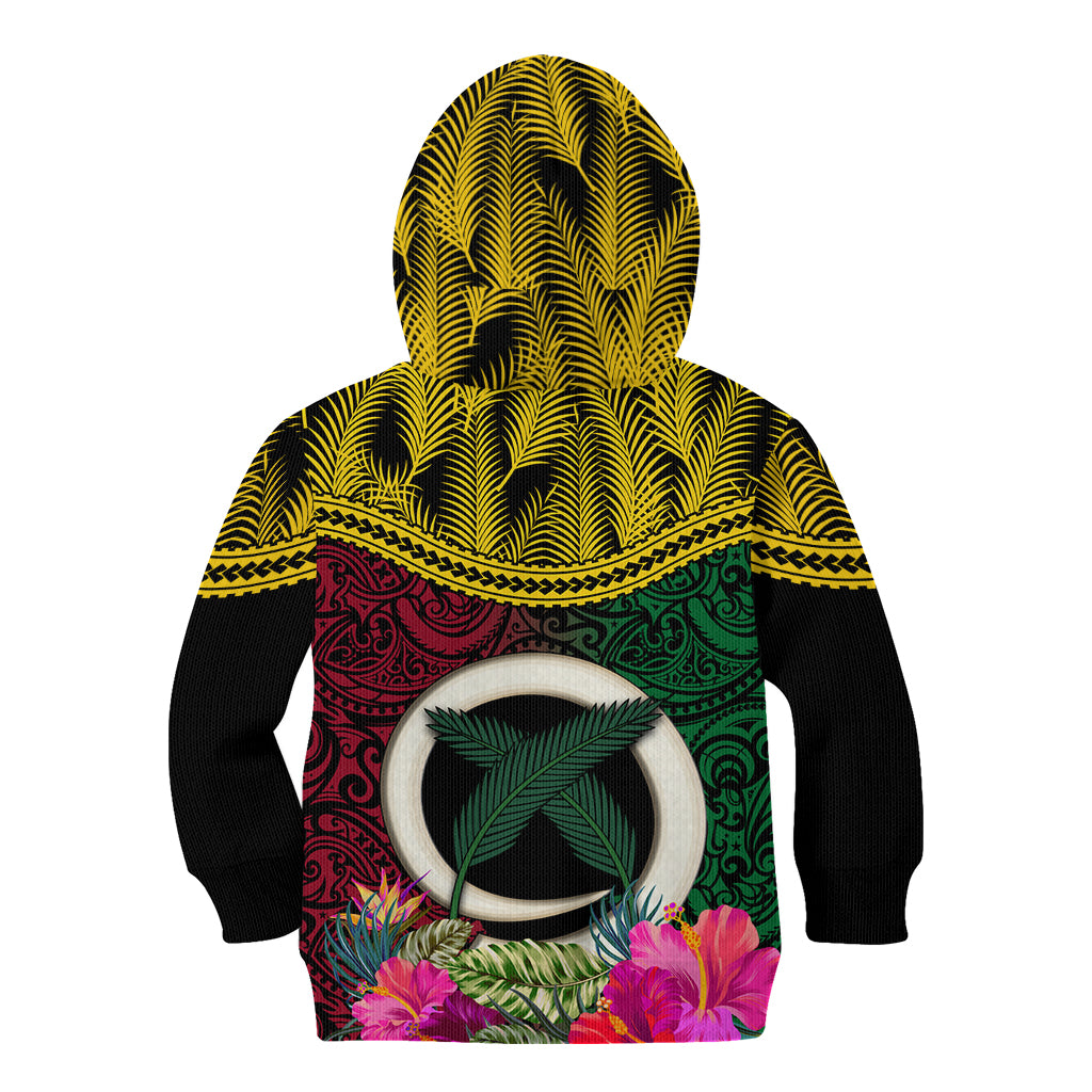 Vanuatu 44th Anniversary Independence Day Kid Hoodie Boars Tusk and Namele Plant LT03
