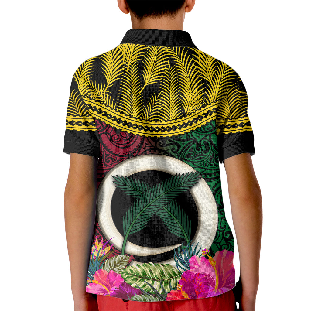 Vanuatu 44th Anniversary Independence Day Kid Polo Shirt Boars Tusk and Namele Plant LT03