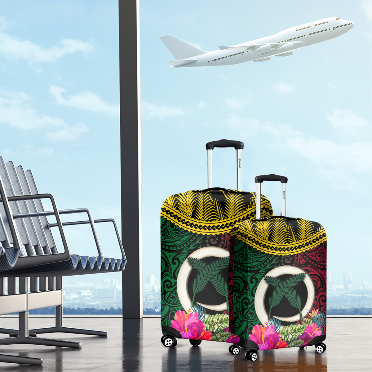 Vanuatu 44th Anniversary Independence Day Luggage Cover Boars Tusk and Namele Plant LT03 - Polynesian Pride