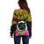 Vanuatu 44th Anniversary Independence Day Off Shoulder Sweater Boars Tusk and Namele Plant LT03
