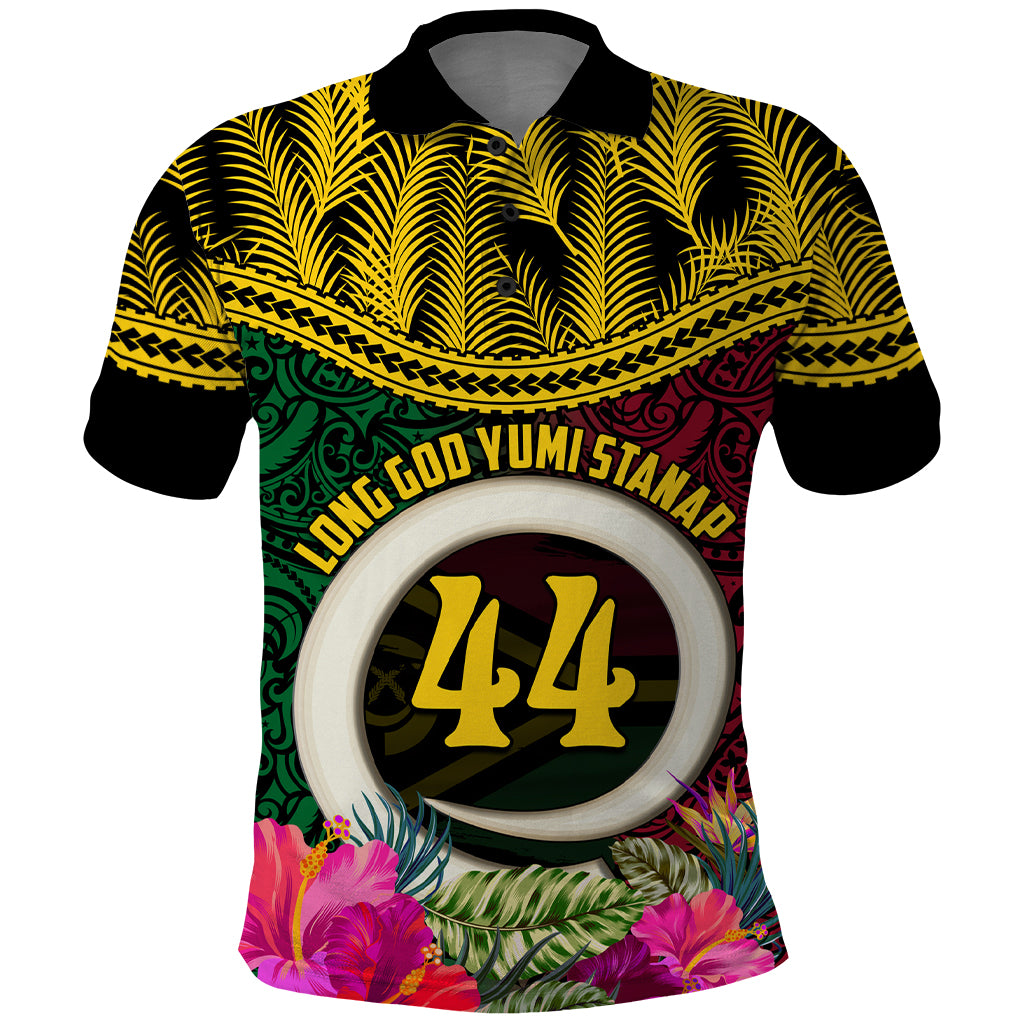 Vanuatu 44th Anniversary Independence Day Polo Shirt Boars Tusk and Namele Plant LT03
