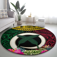 Vanuatu 44th Anniversary Independence Day Round Carpet Boars Tusk and Namele Plant LT03 - Polynesian Pride