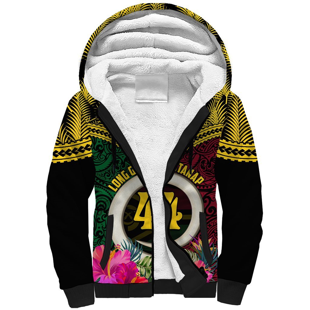 Vanuatu 44th Anniversary Independence Day Sherpa Hoodie Boars Tusk and Namele Plant LT03 Unisex Black - Polynesian Pride