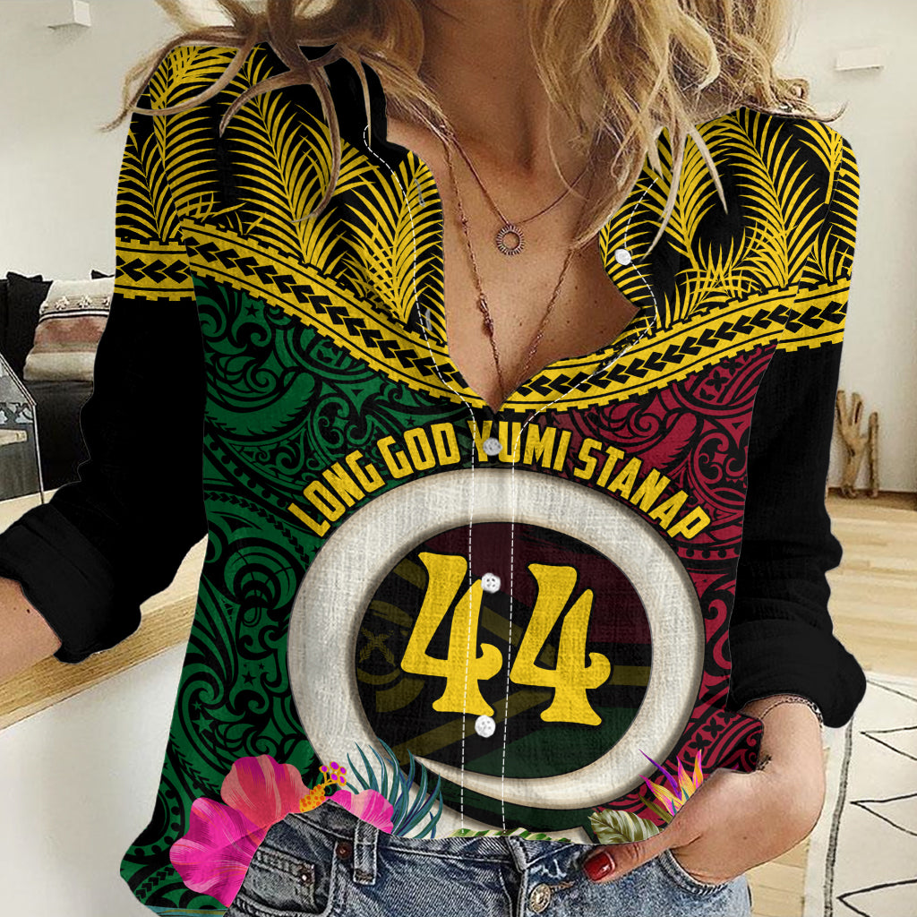 Vanuatu 44th Anniversary Independence Day Women Casual Shirt Boars Tusk and Namele Plant LT03