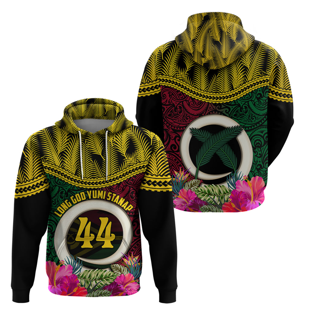 Vanuatu 44th Anniversary Independence Day Zip Hoodie Boars Tusk and Namele Plant LT03