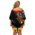 Papua New Guinea Independence Day Family Matching Off Shoulder Short Dress and Hawaiian Shirt PNG Flag and Bird-of-Paradise