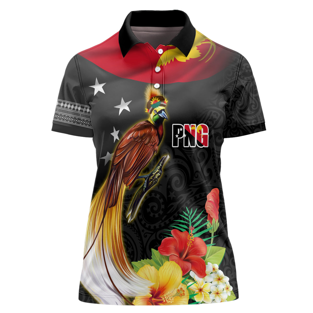 Papua New Guinea Independence Day Women Polo Shirt PNG Flag and Bird-of-Paradise