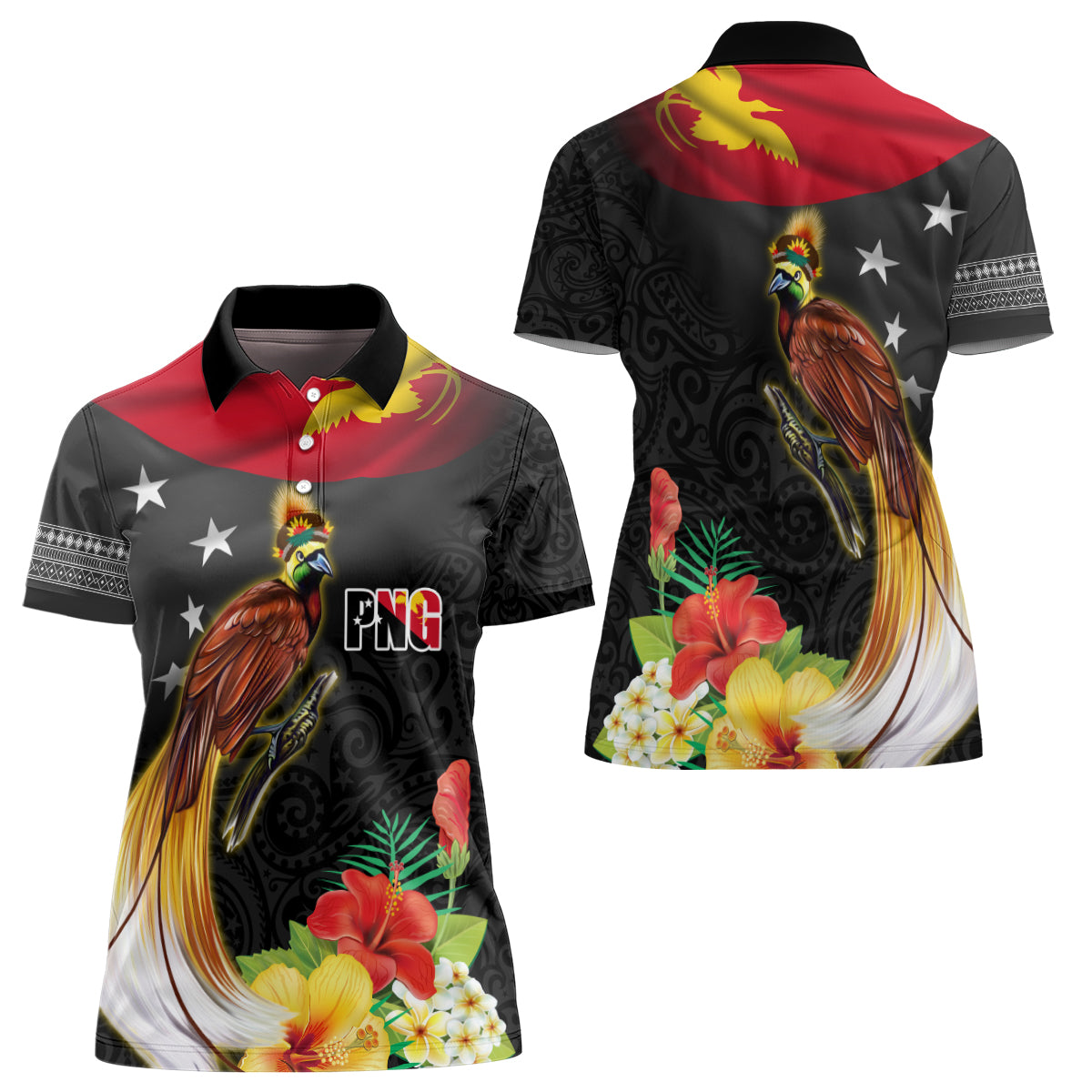 Papua New Guinea Independence Day Women Polo Shirt PNG Flag and Bird-of-Paradise