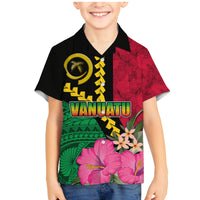 Vanuatu Flag Hibiscus Polynesian Pattern Family Matching Mermaid Dress and Hawaiian Shirt