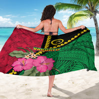 Vanuatu Flag Hibiscus Polynesian Pattern Sarong