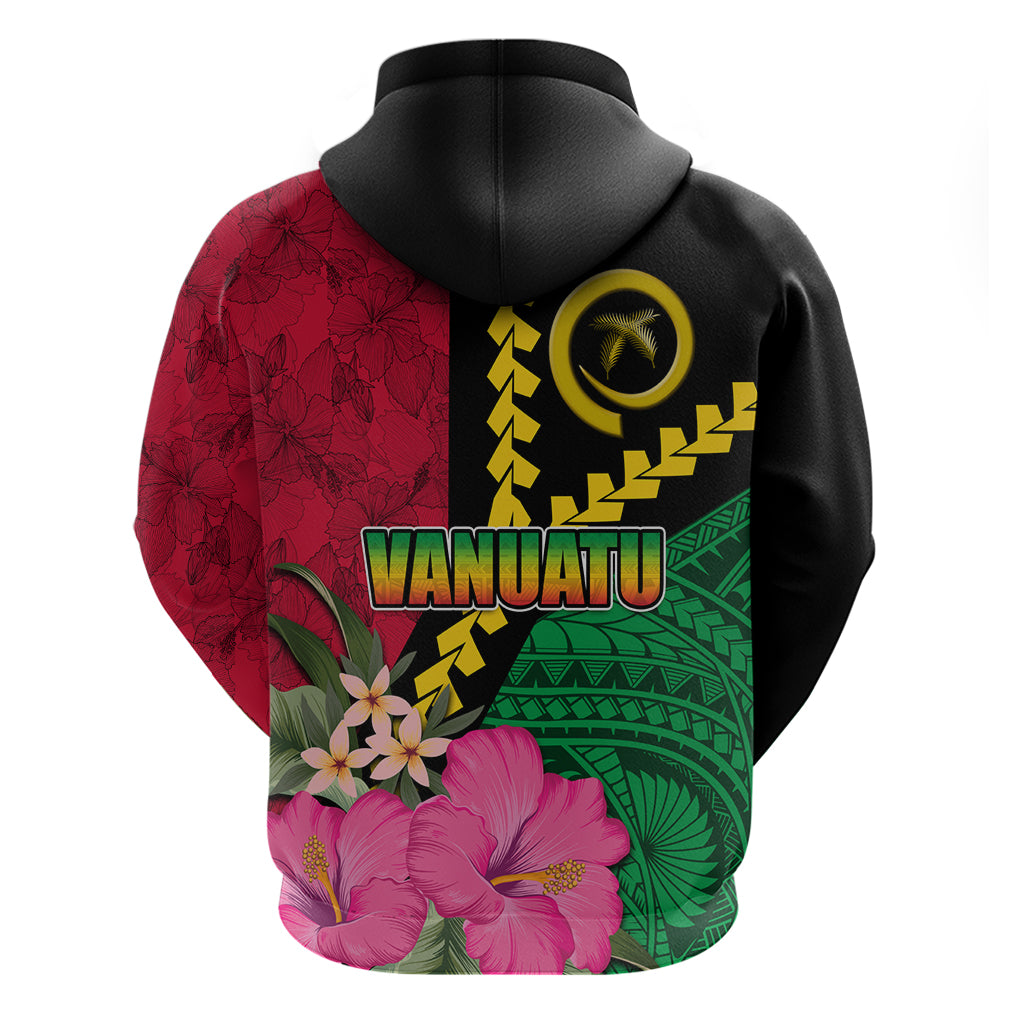 Vanuatu Flag Hibiscus Polynesian Pattern Zip Hoodie LT03 - Polynesian Pride