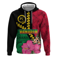 Vanuatu Flag Hibiscus Polynesian Pattern Zip Hoodie LT03 Pullover Hoodie Black - Polynesian Pride
