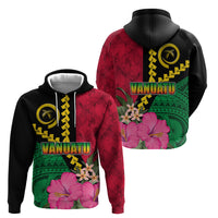 Vanuatu Flag Hibiscus Polynesian Pattern Zip Hoodie LT03 - Polynesian Pride