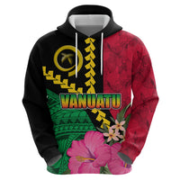 Vanuatu Flag Hibiscus Polynesian Pattern Zip Hoodie LT03 - Polynesian Pride