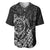 Hawaii Monk Seal and Dolphin Baseball Jersey Polynesian Kakau Pattern Black White Color