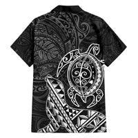 Hawaii Monk Seal and Dolphin Family Matching Tank Maxi Dress and Hawaiian Shirt Polynesian Kakau Pattern Black White Color