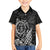 Hawaii Monk Seal and Dolphin Kid Hawaiian Shirt Polynesian Kakau Pattern Black White Color