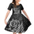Hawaii Monk Seal and Dolphin Kid Short Sleeve Dress Polynesian Kakau Pattern Black White Color