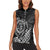 Hawaii Monk Seal and Dolphin Women Sleeveless Polo Shirt Polynesian Kakau Pattern Black White Color