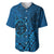 Hawaii Monk Seal and Dolphin Baseball Jersey Polynesian Kakau Pattern Blue