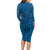 Hawaii Monk Seal and Dolphin Long Sleeve Bodycon Dress Polynesian Kakau Pattern Blue