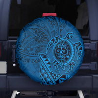 Hawaii Monk Seal and Dolphin Spare Tire Cover Polynesian Kakau Pattern Blue
