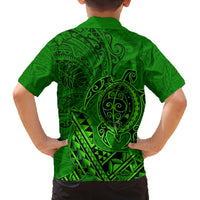 Hawaii Monk Seal and Dolphin Family Matching Long Sleeve Bodycon Dress and Hawaiian Shirt Polynesian Kakau Pattern Green LT03 - Polynesian Pride
