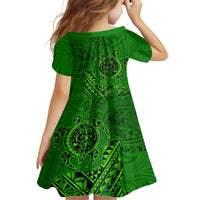 Hawaii Monk Seal and Dolphin Family Matching Long Sleeve Bodycon Dress and Hawaiian Shirt Polynesian Kakau Pattern Green LT03 - Polynesian Pride