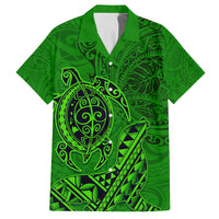 Hawaii Monk Seal and Dolphin Family Matching Long Sleeve Bodycon Dress and Hawaiian Shirt Polynesian Kakau Pattern Green LT03 Dad's Shirt - Short Sleeve Green - Polynesian Pride