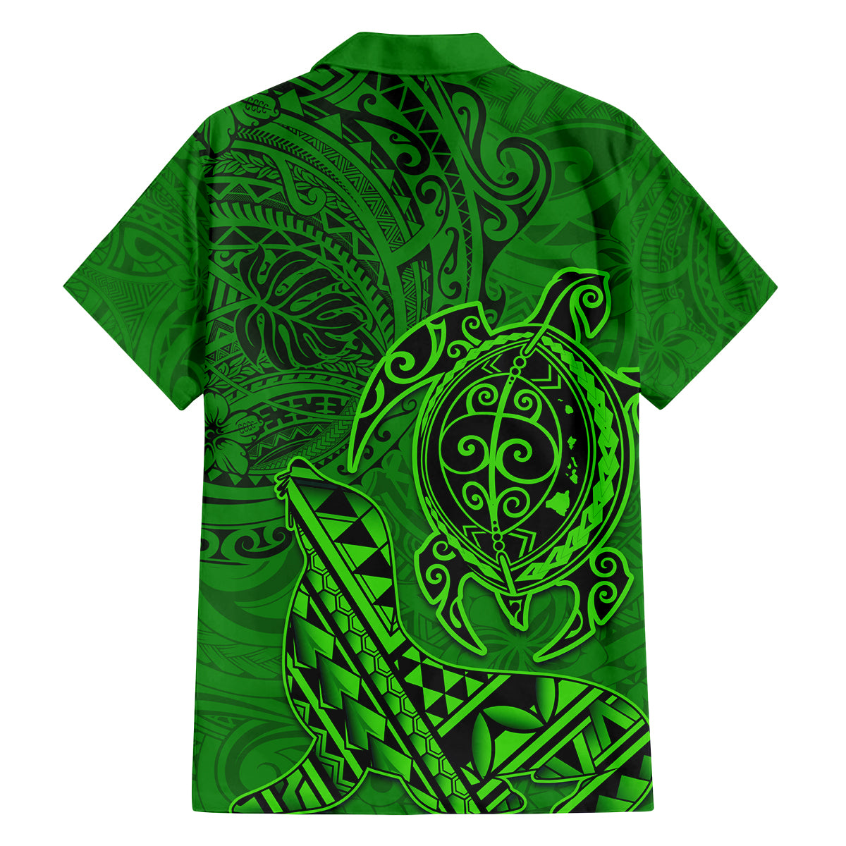 Hawaii Monk Seal and Dolphin Family Matching Long Sleeve Bodycon Dress and Hawaiian Shirt Polynesian Kakau Pattern Green LT03 - Polynesian Pride