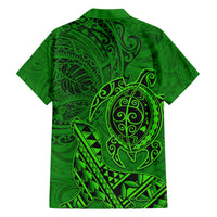 Hawaii Monk Seal and Dolphin Family Matching Long Sleeve Bodycon Dress and Hawaiian Shirt Polynesian Kakau Pattern Green LT03 - Polynesian Pride