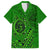Hawaii Monk Seal and Dolphin Family Matching Off Shoulder Short Dress and Hawaiian Shirt Polynesian Kakau Pattern Green