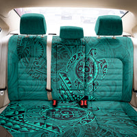 Hawaii Monk Seal and Dolphin Back Car Seat Cover Polynesian Kakau Pattern Turquoise