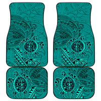 Hawaii Monk Seal and Dolphin Car Mats Polynesian Kakau Pattern Turquoise